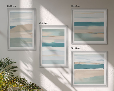 Conjunto de 4 quadros com moldura Paisagens azuis abstratas