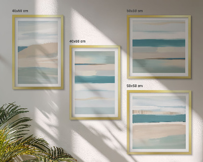 Conjunto de 4 quadros com moldura Paisagens azuis abstratas