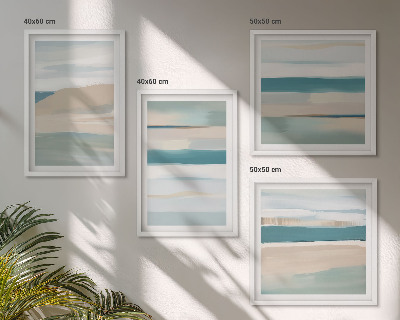 Conjunto de 4 quadros com moldura Paisagens azuis abstratas