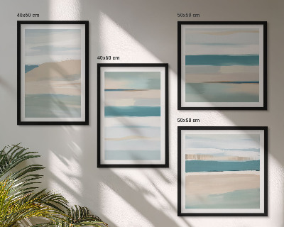 Conjunto de 4 quadros com moldura Paisagens azuis abstratas