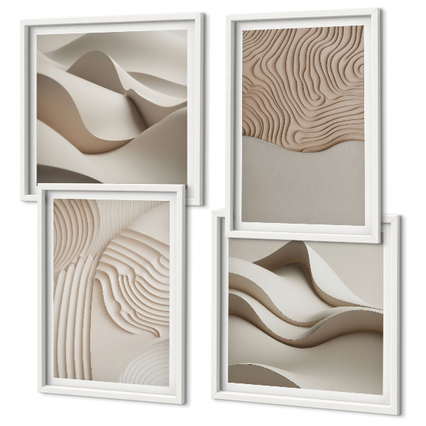 Políptico com moldura Ondas abstratas na areia