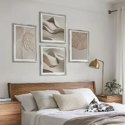 Ondas abstratas na areia políptico com moldura