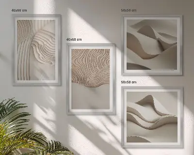 Ondas abstratas na areia políptico com moldura