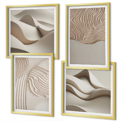 Políptico com moldura Ondas abstratas na areia