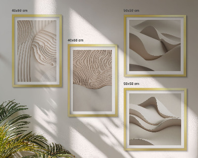 Políptico com moldura Ondas abstratas na areia
