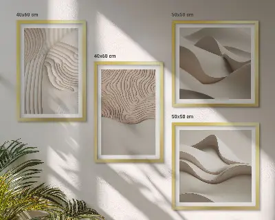 Ondas abstratas na areia políptico com moldura