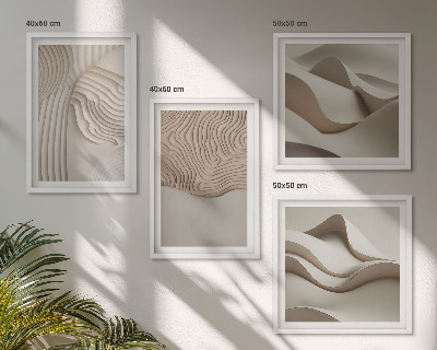 Políptico com moldura Ondas abstratas na areia