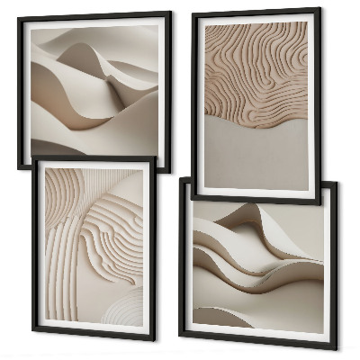 Políptico com moldura Ondas abstratas na areia