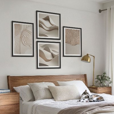 Políptico com moldura Ondas abstratas na areia