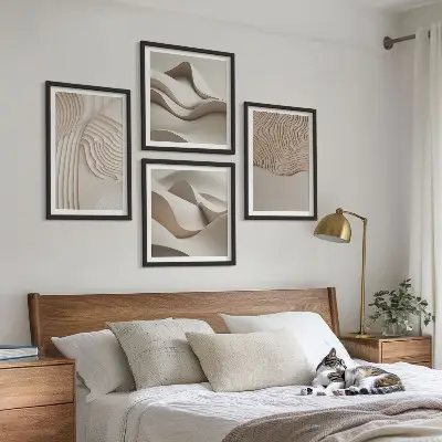Ondas abstratas na areia políptico com moldura