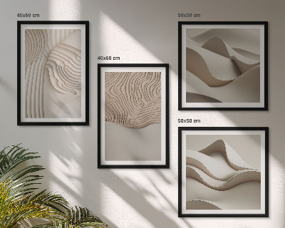 Políptico com moldura Ondas abstratas na areia