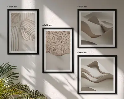 Ondas abstratas na areia políptico com moldura