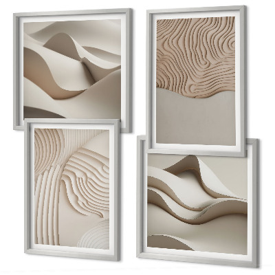 Políptico com moldura Ondas abstratas na areia