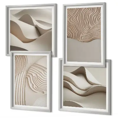 Ondas abstratas na areia políptico com moldura