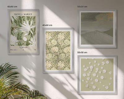 Políptico com moldura Abstrações florais em estilo boho