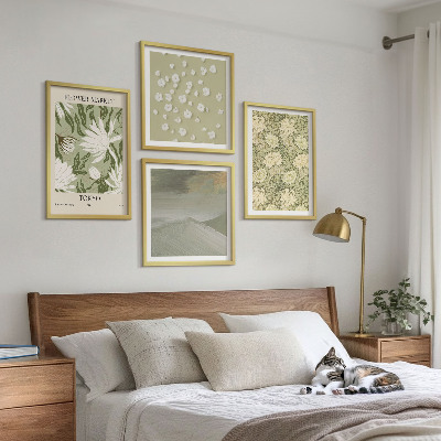 Políptico com moldura Abstrações florais em estilo boho