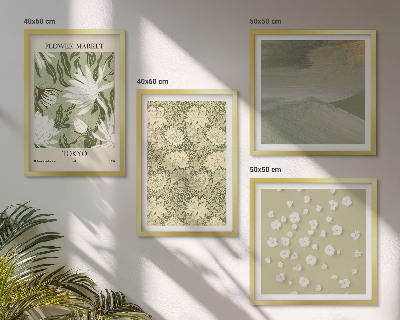 Políptico com moldura Abstrações florais em estilo boho