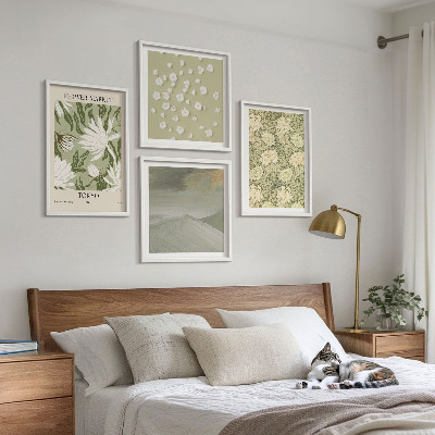 Políptico com moldura Abstrações florais em estilo boho