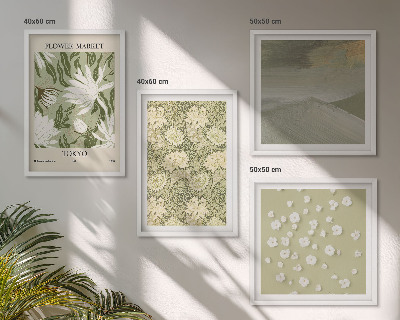 Políptico com moldura Abstrações florais em estilo boho