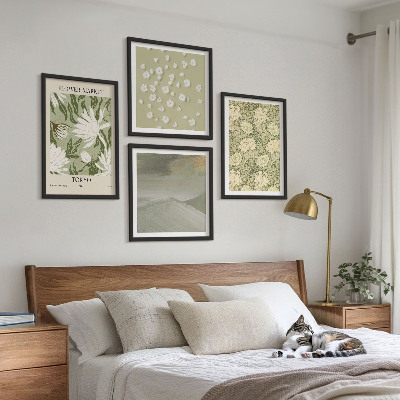 Políptico com moldura Abstrações florais em estilo boho