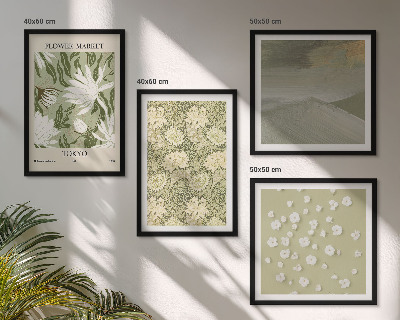 Políptico com moldura Abstrações florais em estilo boho