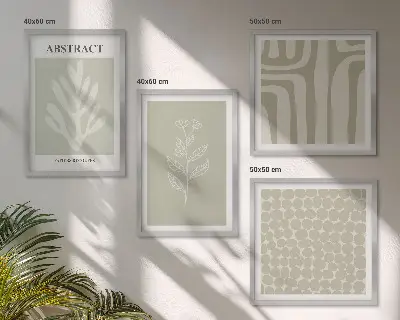 Composição de quadros com padrões geométricos e de plantas