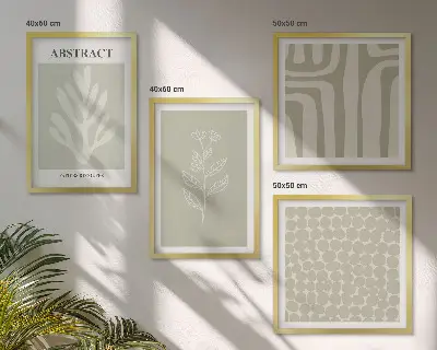 Composição de quadros com padrões geométricos e de plantas