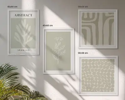 Composição de quadros com padrões geométricos e de plantas