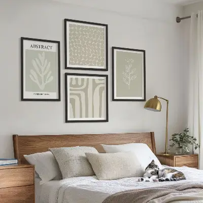 Composição de quadros com padrões geométricos e de plantas