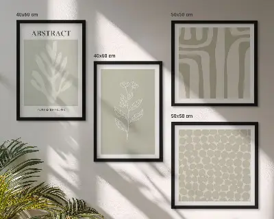 Composição de quadros com padrões geométricos e de plantas