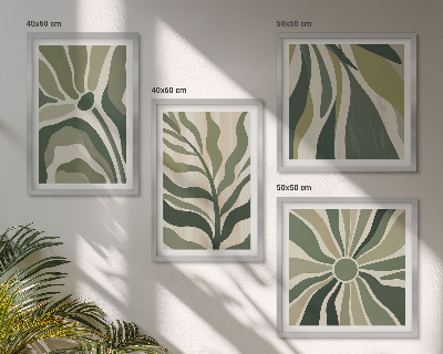 Políptico com moldura Folhas pintadas de verde