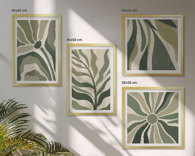 Políptico com moldura Folhas pintadas de verde