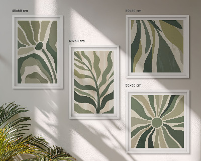 Políptico com moldura Folhas pintadas de verde