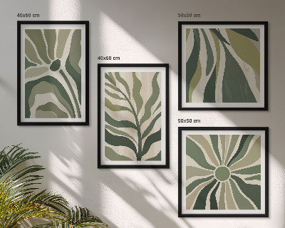 Políptico com moldura Folhas pintadas de verde