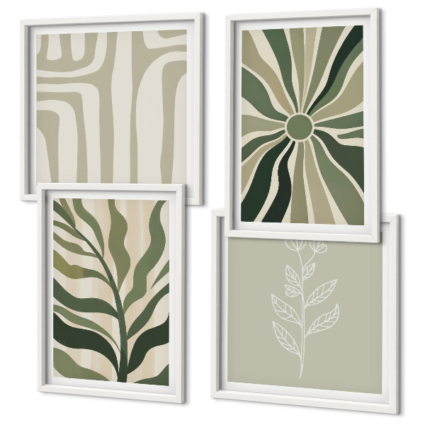 Composição de quadros Padrões de plantas minimalismo verde