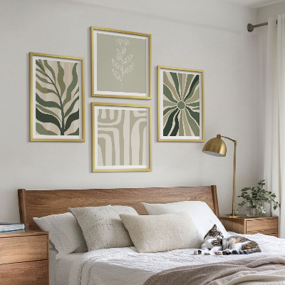 Composição de quadros Padrões de plantas minimalismo verde