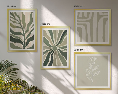 Composição de quadros Padrões de plantas minimalismo verde