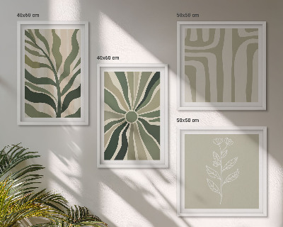 Composição de quadros Padrões de plantas minimalismo verde