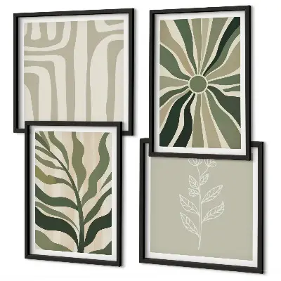 Conjunto de quadros com estampas minimalistas de plantas em verde