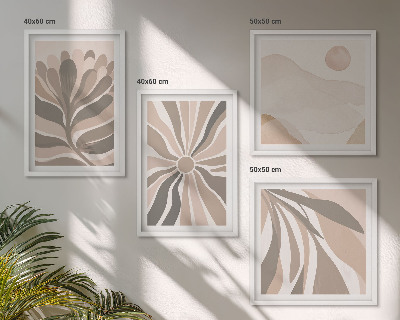 Conjunto de 4 quadros com moldura Padrões abstratos de plantas