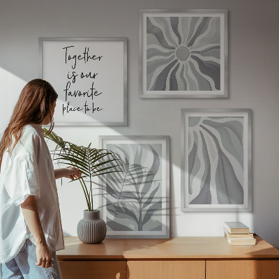 Políptico com moldura Ilustrações de padrões florais em tons pastel