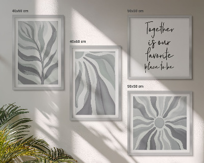Políptico com moldura Ilustrações de padrões florais em tons pastel