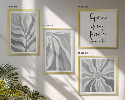 Políptico com moldura Ilustrações de padrões florais em tons pastel