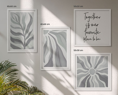 Políptico com moldura Ilustrações de padrões florais em tons pastel