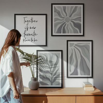 Políptico com moldura Ilustrações de padrões florais em tons pastel