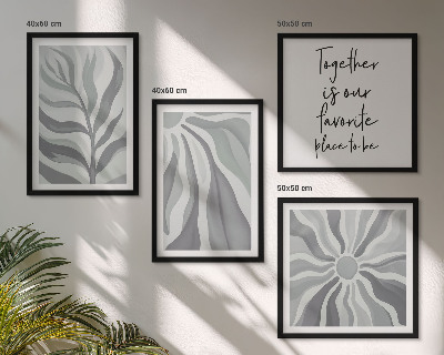 Políptico com moldura Ilustrações de padrões florais em tons pastel