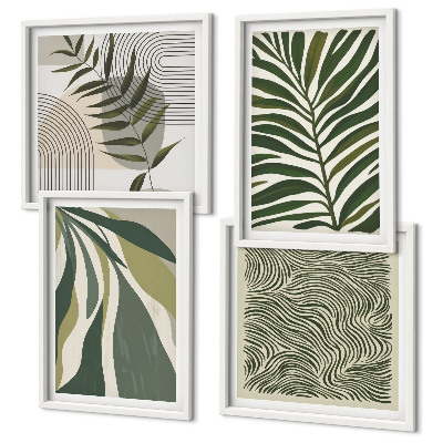 Composição de quadros Ilustrações em tons pastel de folhas e ondas