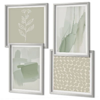 Conjunto de 4 quadros com moldura Plantas abstratas em aquarela
