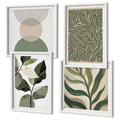 Composição de quadros Folhas com formas geométricas abstratas