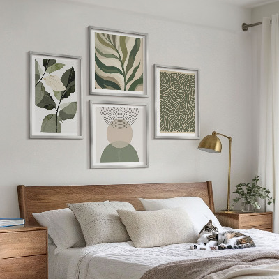 Composição de quadros Folhas com formas geométricas abstratas